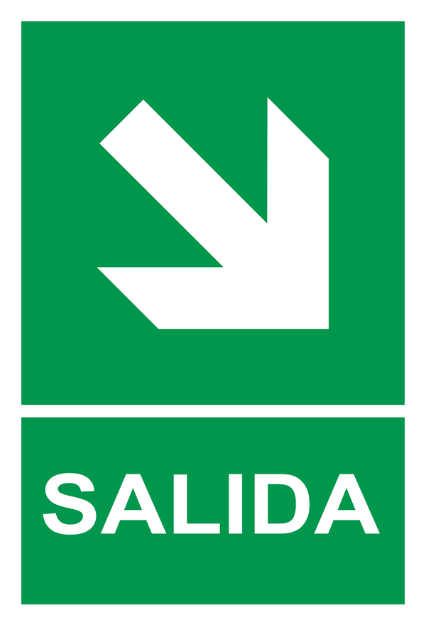 Señal de seguridad: ruta de evacuación — diagonal inferior derecha