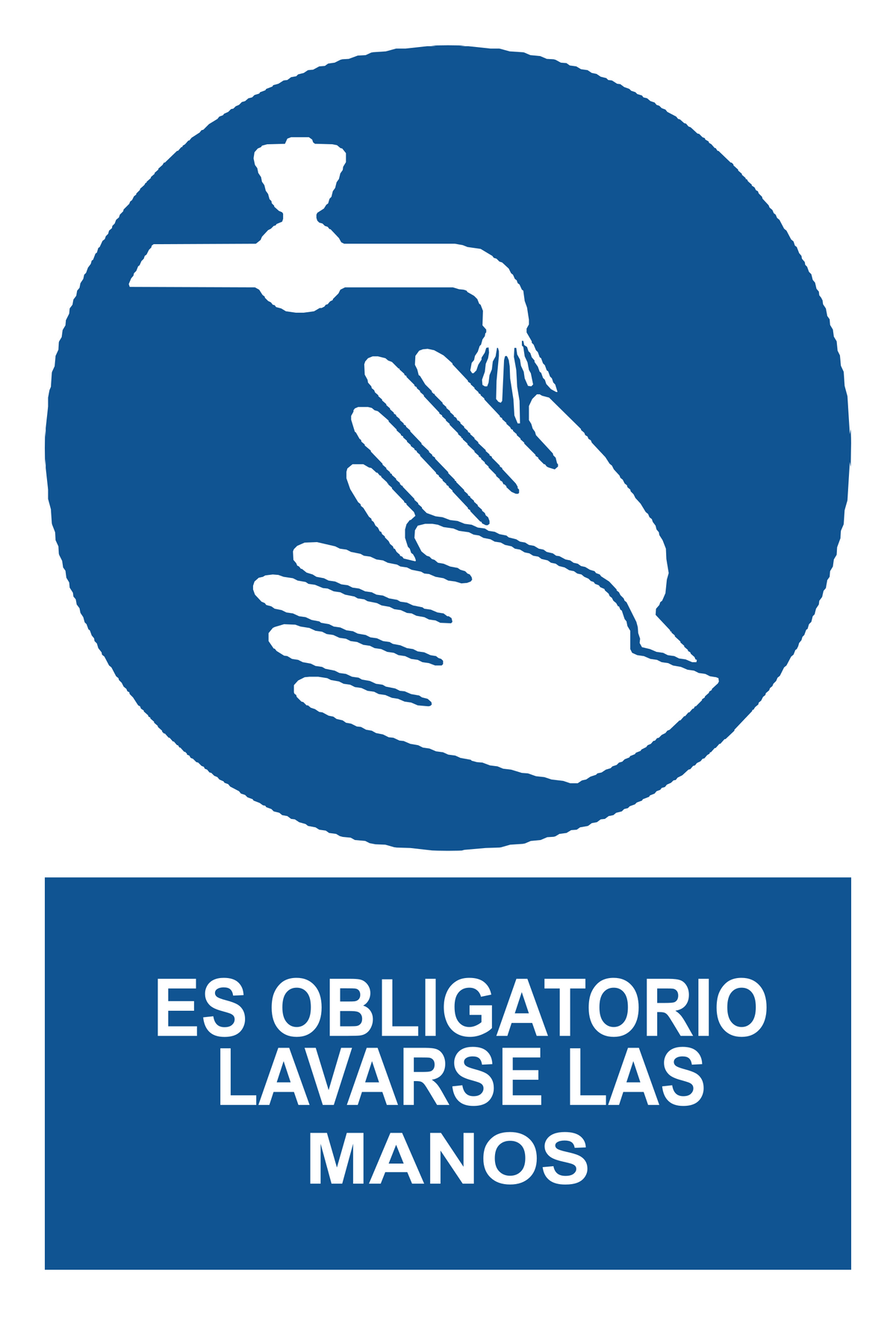 Señal de seguridad: es obligatorio lavarse las manos — con texto