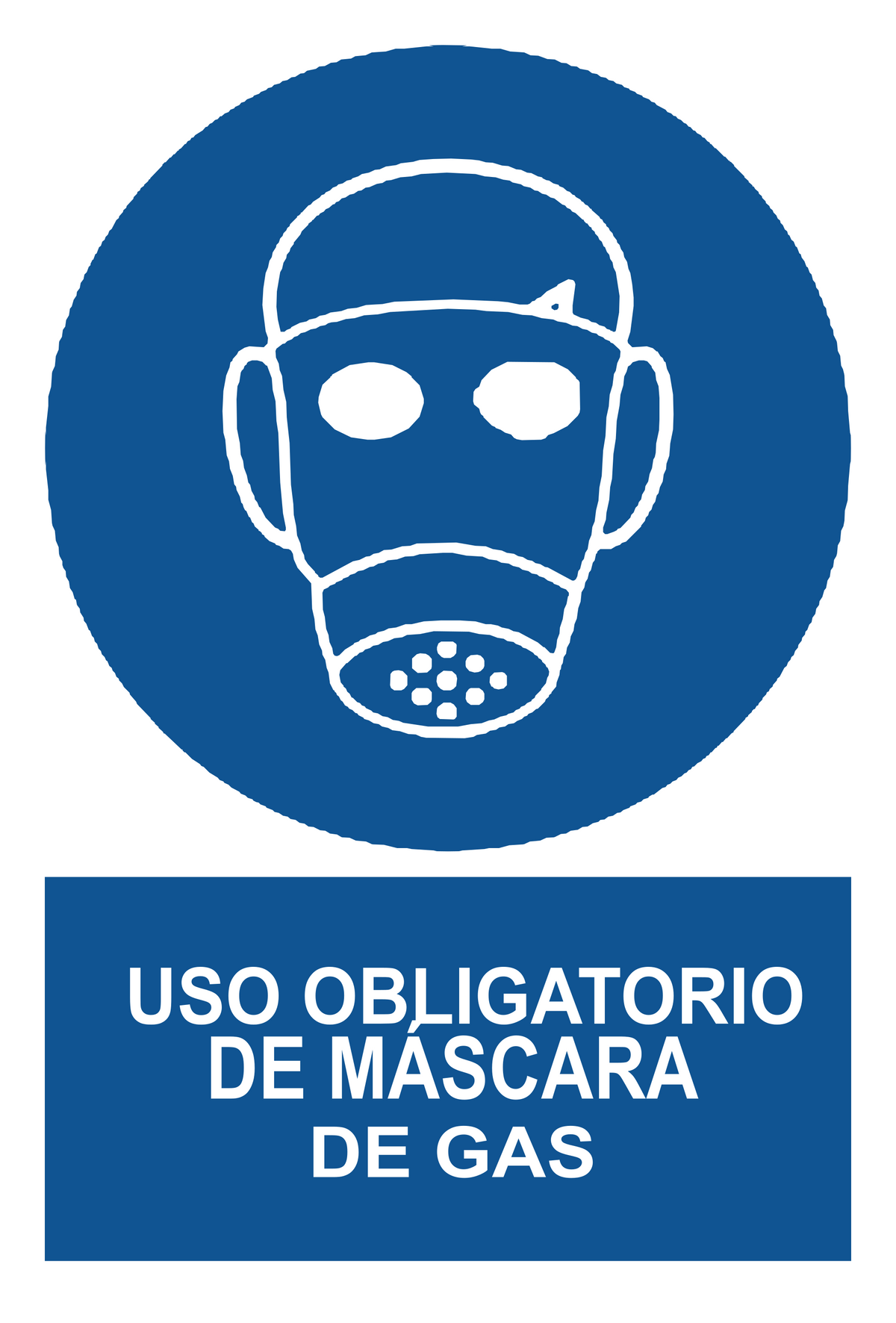 Señal de seguridad: uso obligatorio de máscara de gas — con texto