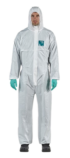 Traje Ansell AlphaTec 1800 Standard Bound, modelo 111, imagen original completa en uso; otros equipos no incluidos