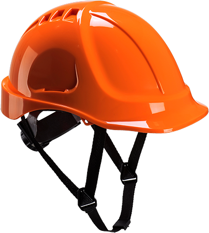 Foto referencial de familia Portwest PS54 Endurance Plus; color ilustrado naranja, sin visor retráctil. Color del SKU según variante seleccionada.