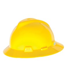 Casco MSA V-Gard tipo sombrero 10058318, amarillo, One Touch; foto oficial del PN, accesorios no incluidos