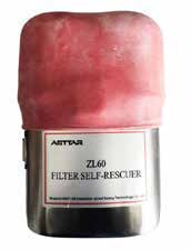Autorrescatador Asttar ZL60 completo; etiqueta frontal de marca y modelo visible