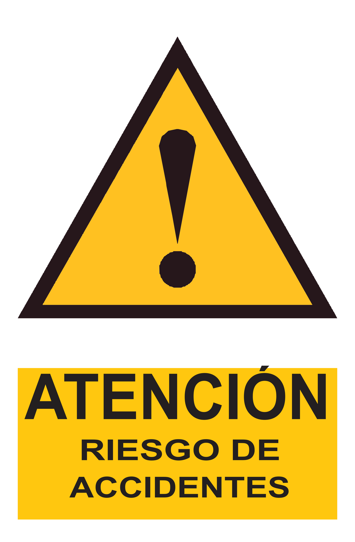 Señal de seguridad: atención riesgo de accidentes — con texto