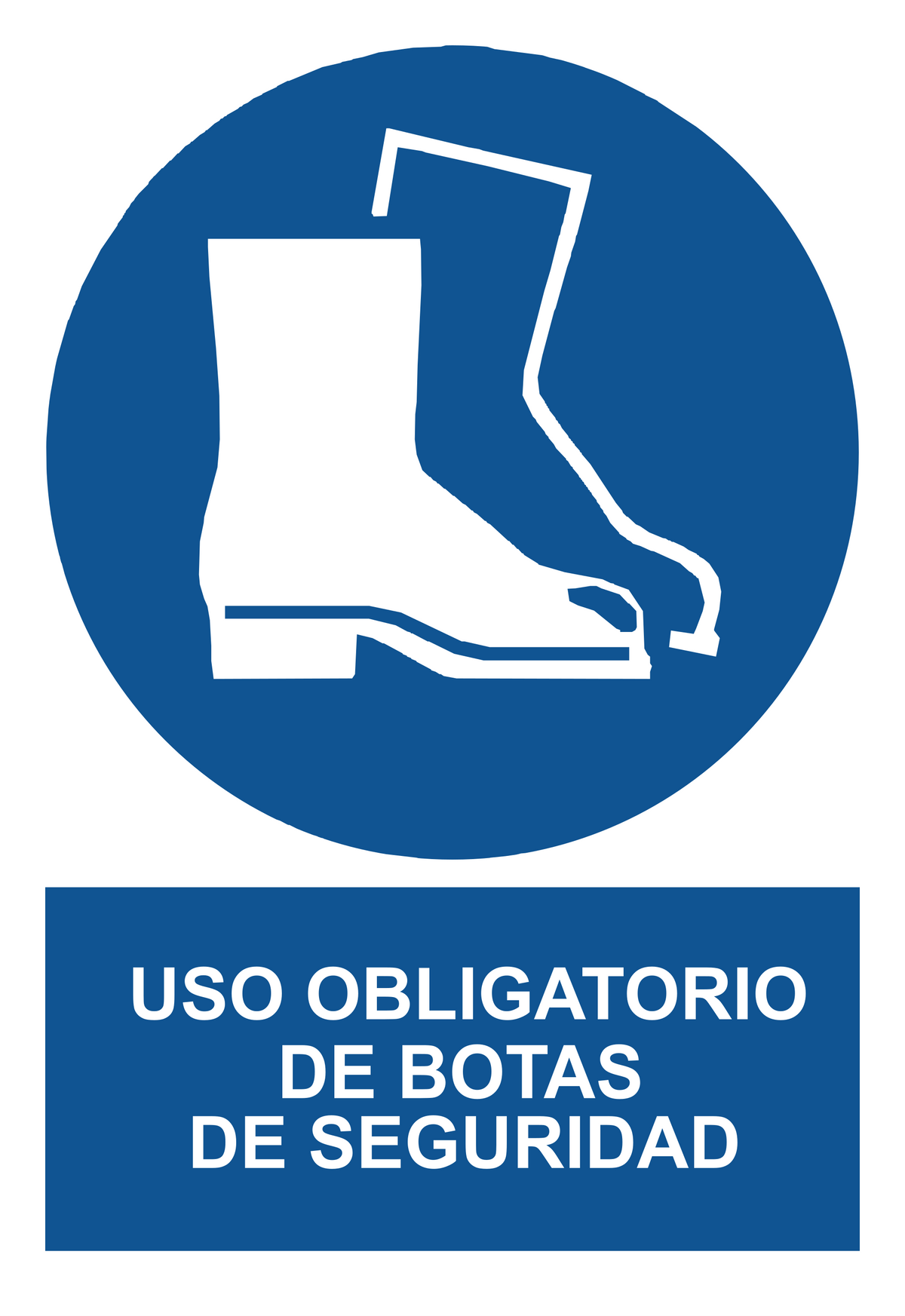 Señal de seguridad: uso obligatorio de botas de seguridad — con texto