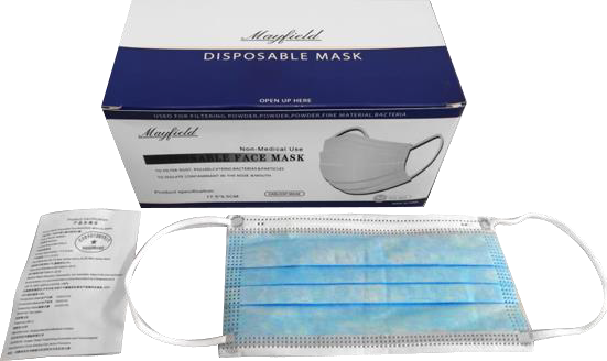 Mascarilla plana Mayfield de 3 pliegues x 50 unidades