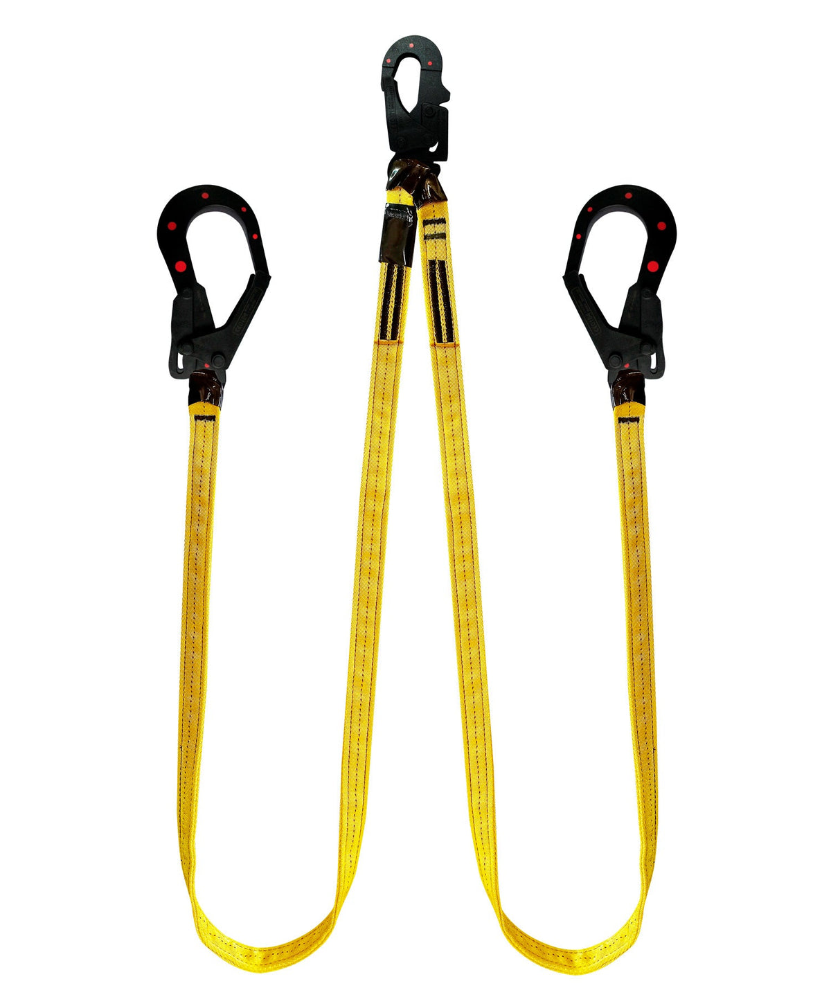Línea de conexión doble de 1,80 m con un gancho 3/4″ y dos ganchos de 2 1/4″ dieléctricos Hauk XN2GDDD; fotografía del producto