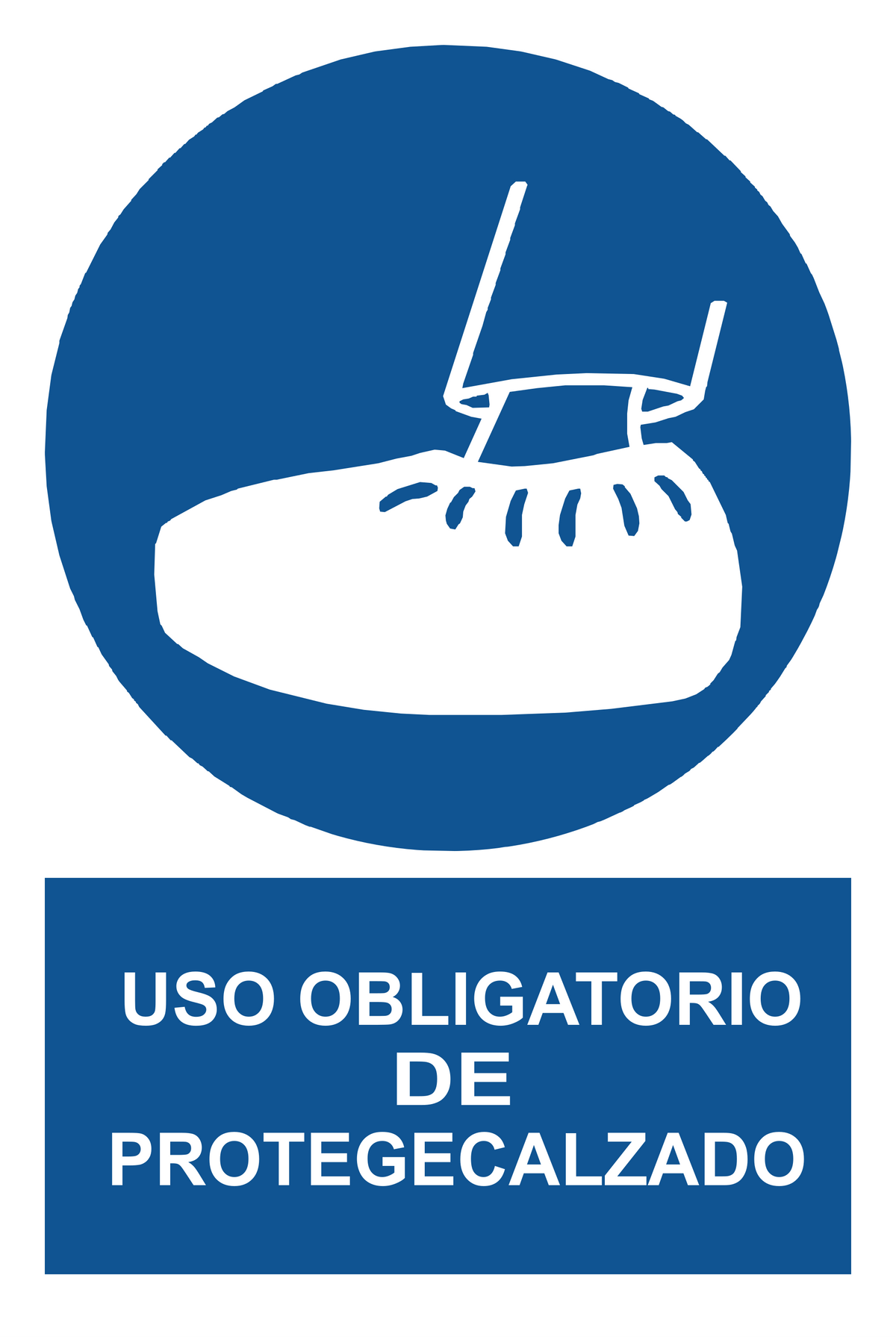 Señal de seguridad: uso obligatorio de protegecalzado — con texto