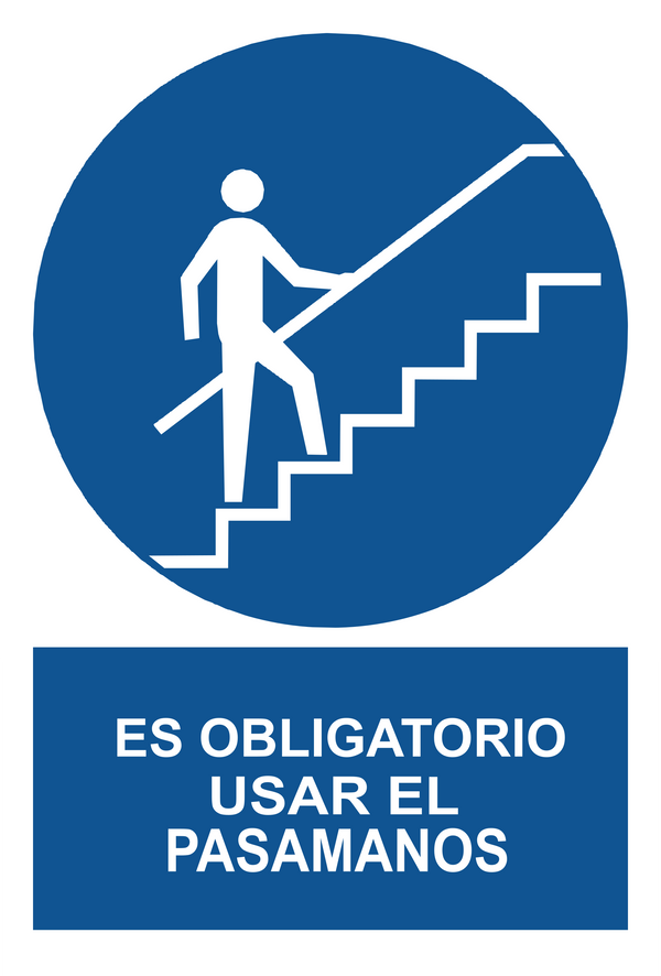 Señal de seguridad: es obligatorio usar el pasamanos