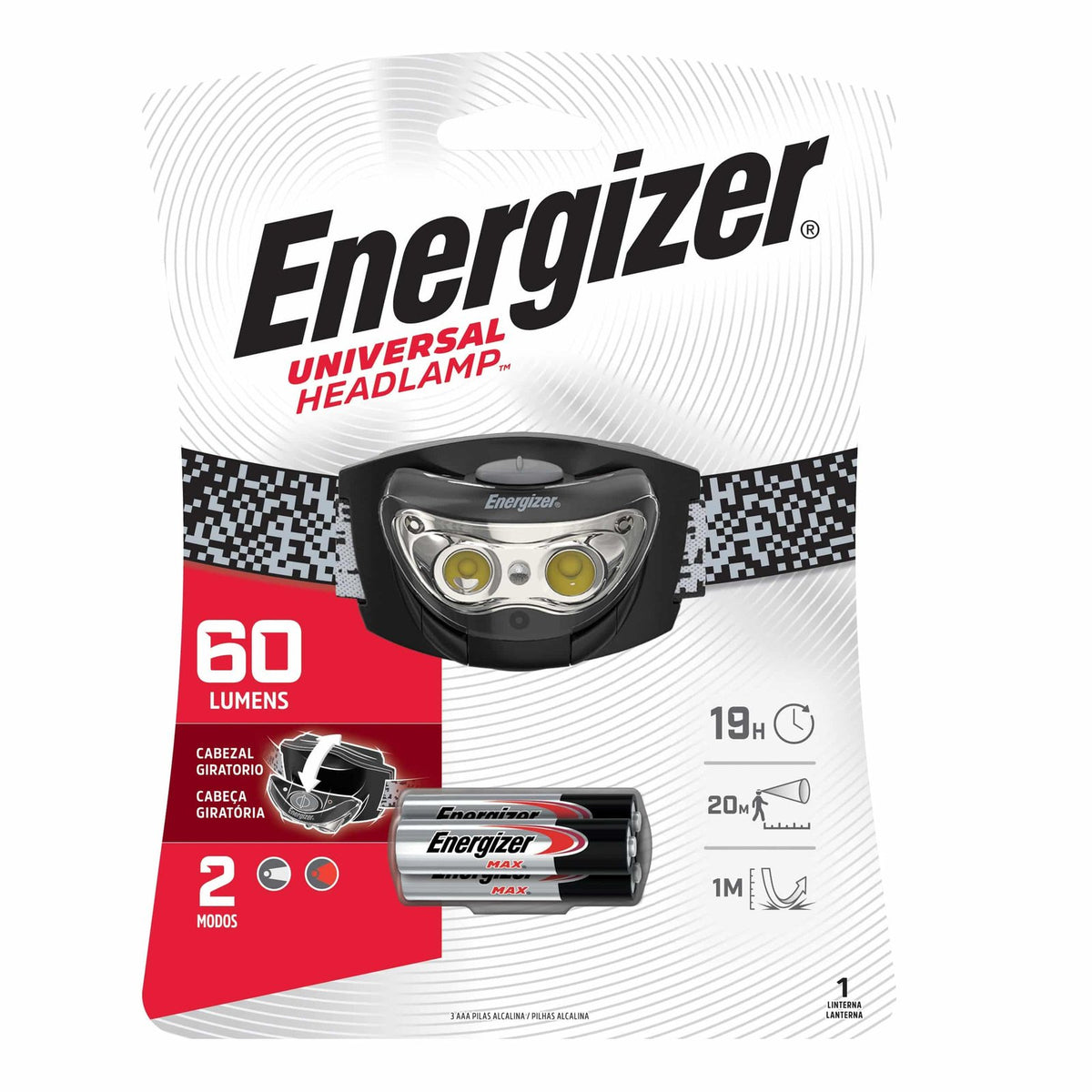 Linterna frontal Energizer Universal 60 lúmenes 230332; imagen original del modelo identificado.