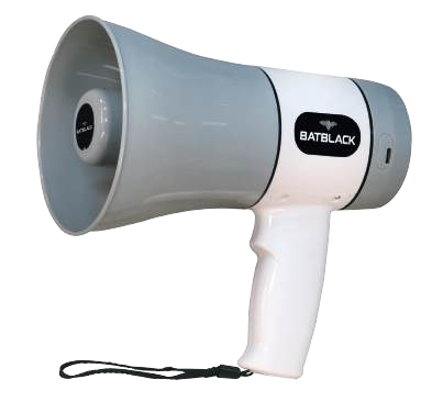 Megáfono Batblack BT-MF40 blanco y gris; fotografía original íntegra del modelo