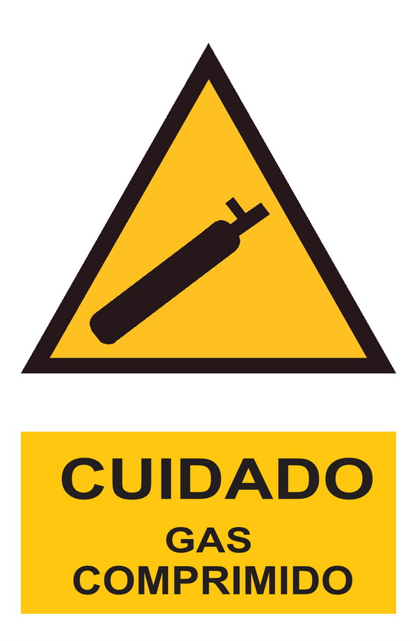 Señal de seguridad: cuidado gas comprimido