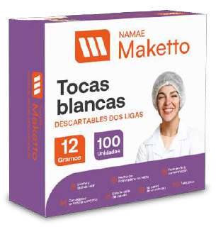 Toca blanca descartable Maketto de doble liga, 12 g/m², caja de 100 ·  · Blanco · Única
