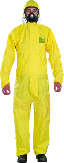 Traje Ansell AlphaTec 2300 Plus, modelo 132, fotografía original en uso; otros equipos no incluidos