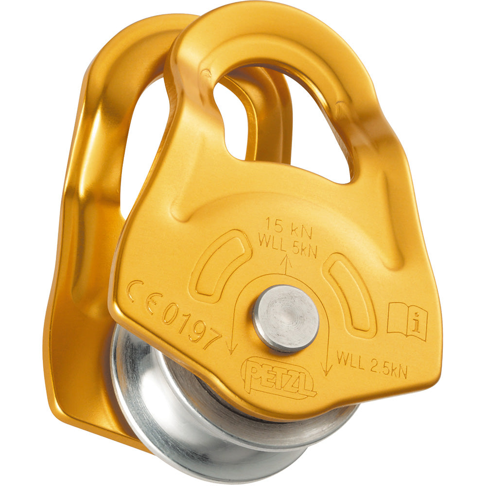 Polea Petzl MOBILE P03A amarilla, fotografía oficial del modelo histórico