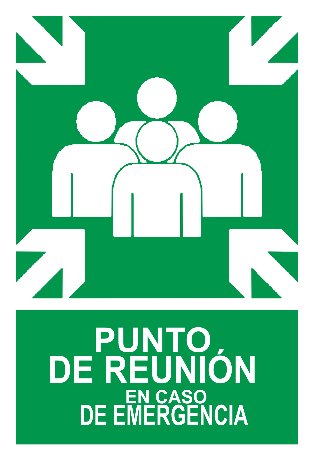 Señal de seguridad: punto de reunión en caso de emergencia — con texto