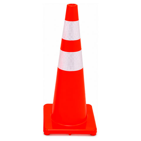 Cono Roadsafe SLE-TCO70 naranja de 70 cm con doble cinta reflectiva, vista frontal sobre fondo blanco.