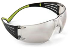 Lentes 3M SecureFit SF410AS con luna espejada interior/exterior y patillas negro/verde; fotografía original 3M