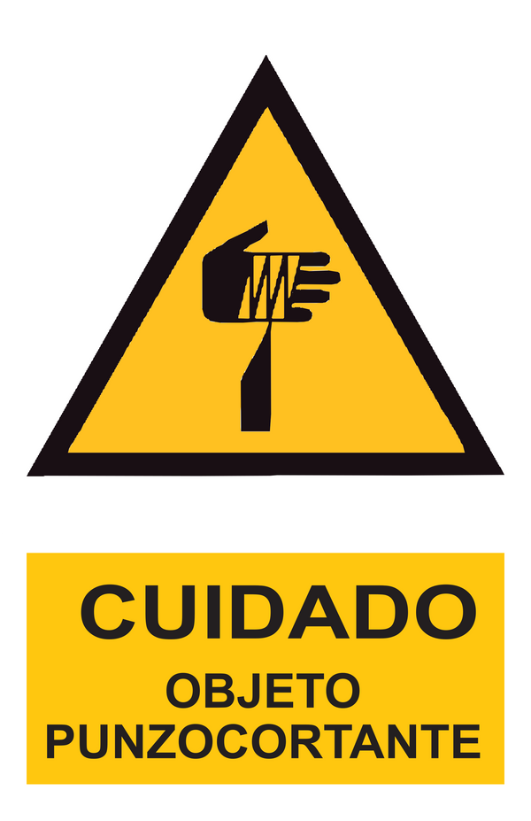 Señal de seguridad: atención elemento punzocortante