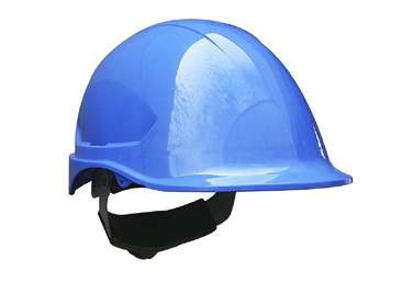 Casco Steelpro Mountain MTA ABS azul con barbiquejo; fotografía original del modelo