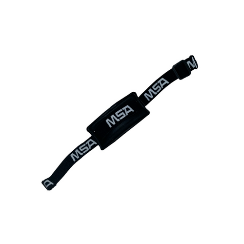 Barbiquejo MSA2862923 negro de dos puntos, con mentonera y banda con marca MSA