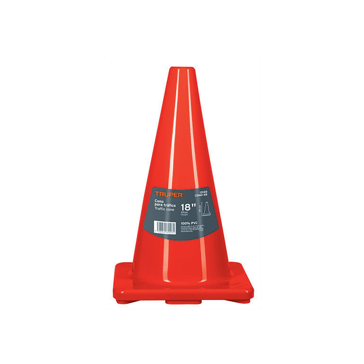 Cono de precaución de 45 cm de PVC, TRUPER; fotografía del producto
