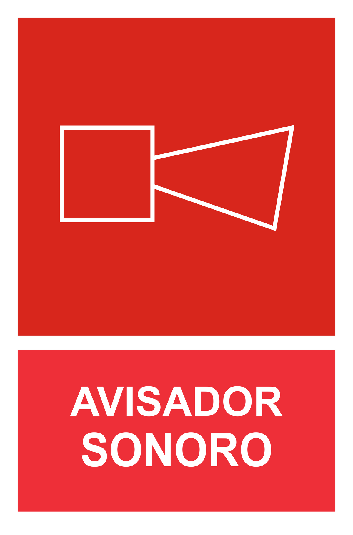 Señal de seguridad: avisador sonoro en caso de incendio — con texto