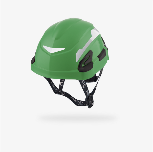 Casco LIBUS ANDES verde con arnés textil a cremallera y mentonera
