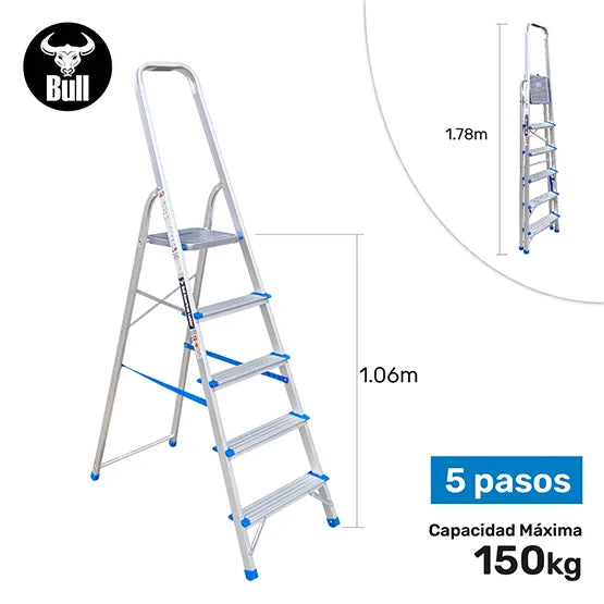 Escalera American Bull EAB150-5IA, 5 pasos, plataforma 1.06 m; imagen de la marca