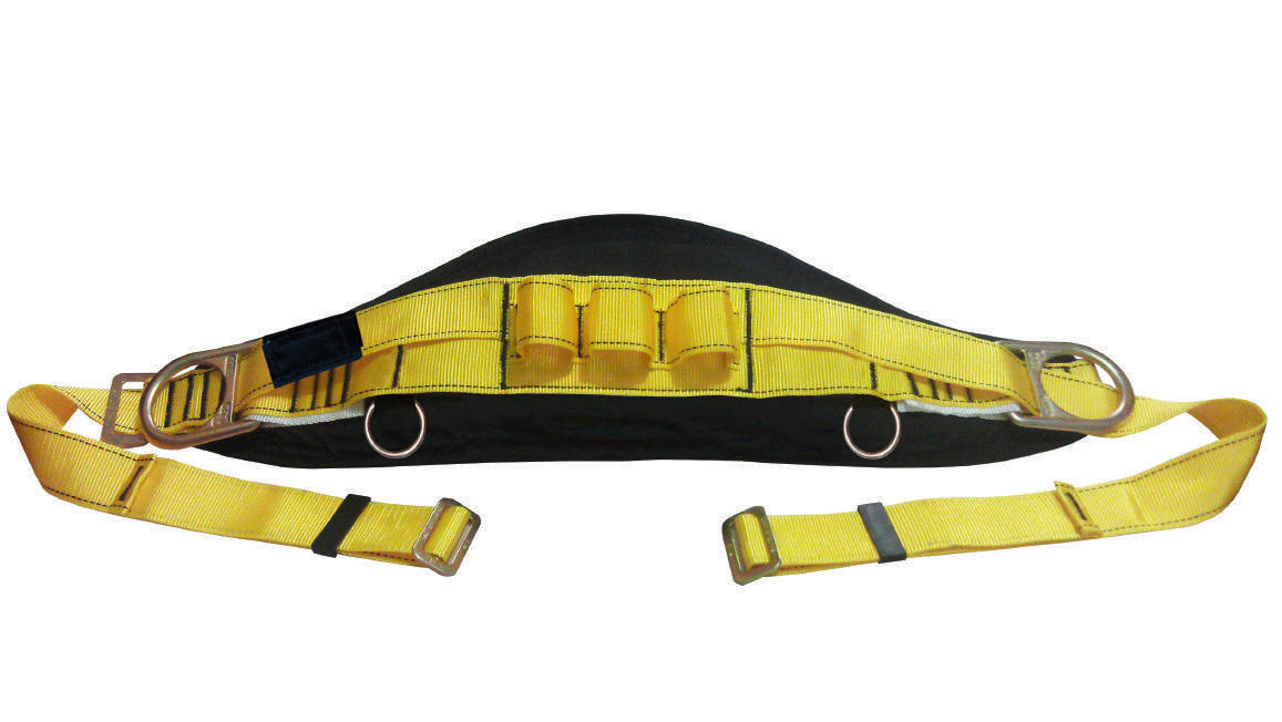 Cinturón de posicionamiento Hauk C2A2H amarillo con dos anillas y soporte lumbar negro