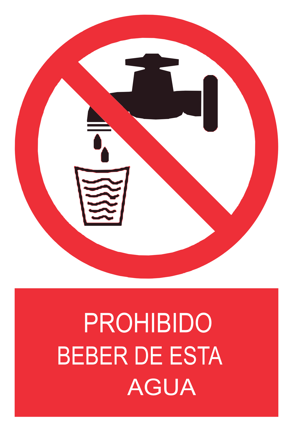 Señal de seguridad: prohibido beber de esta agua — con texto