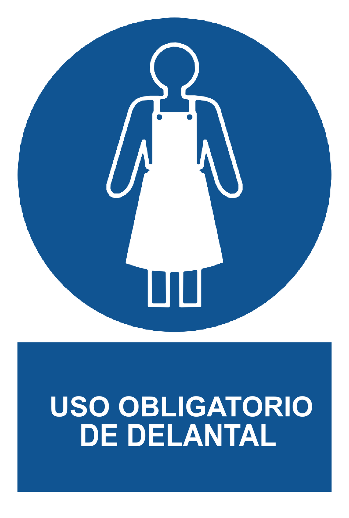 Señal de seguridad: uso obligatorio de delantal — con texto