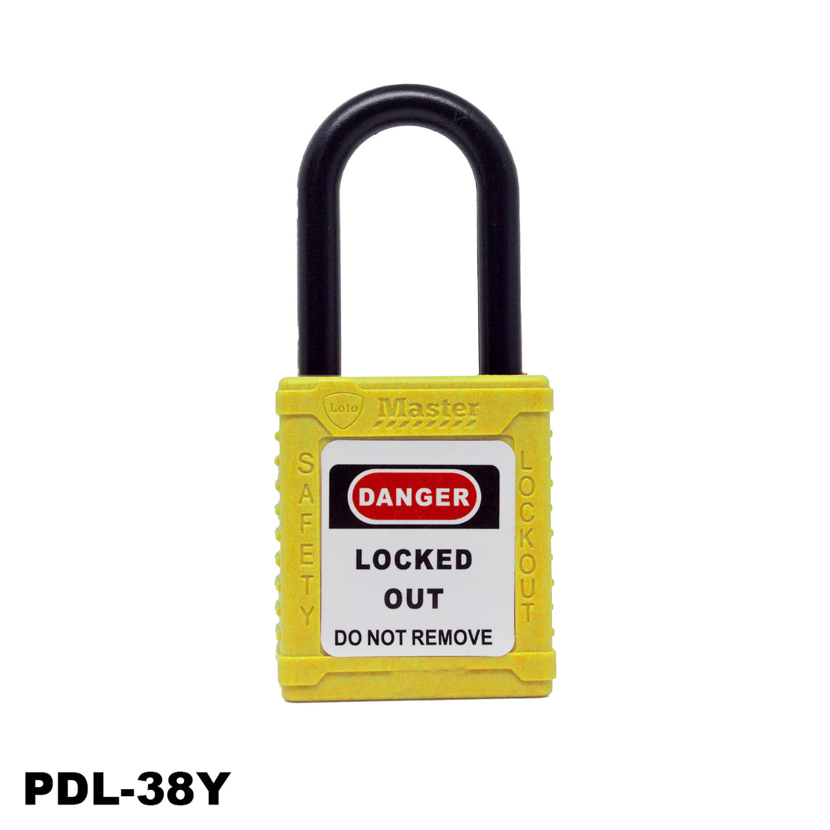 Candado de seguridad aislado, color amarillo, PDL-38Y007