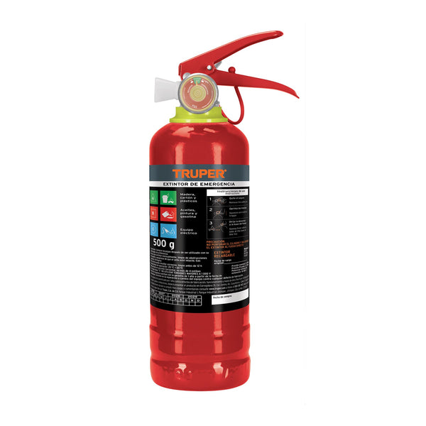 Extintor portátil recargable 0.5 kg, polvo tipo ABC, TRUPER