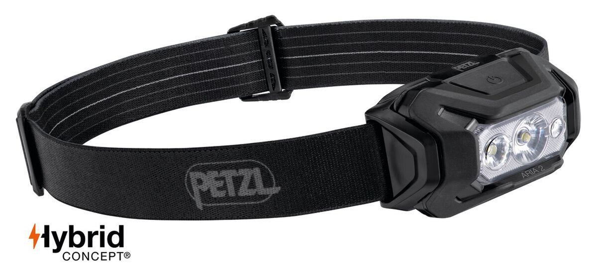 Linterna frontal Petzl ARIA 2 RGB E070BB00, fotografía oficial de la configuración mostrada