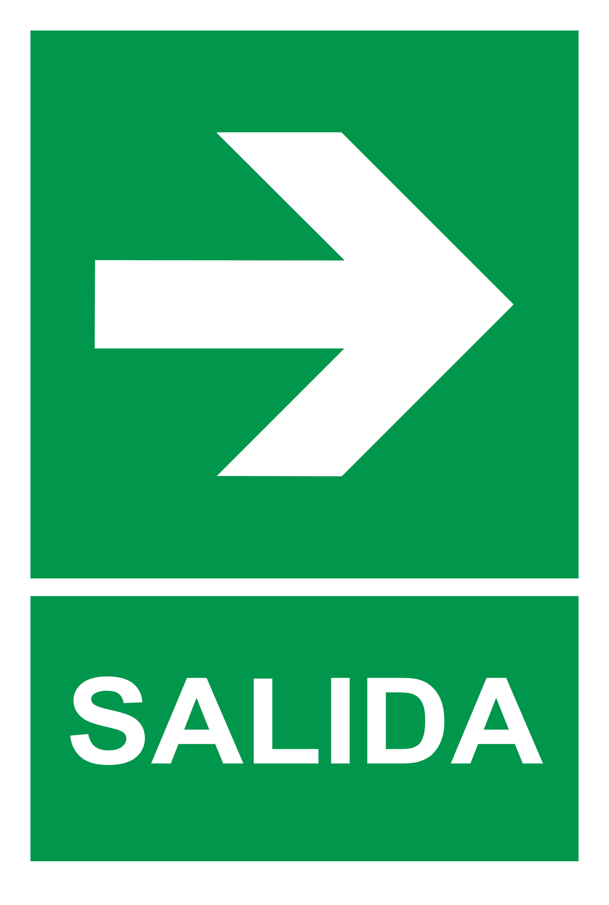 Señal de seguridad: ruta de evacuación — hacia la derecha — con texto