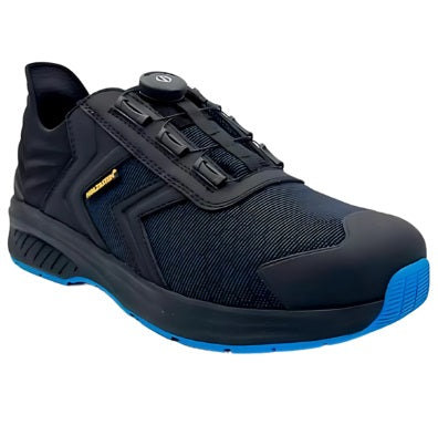 Zapatilla Eins N12 Falcon negra con ajuste rápido y suela azul