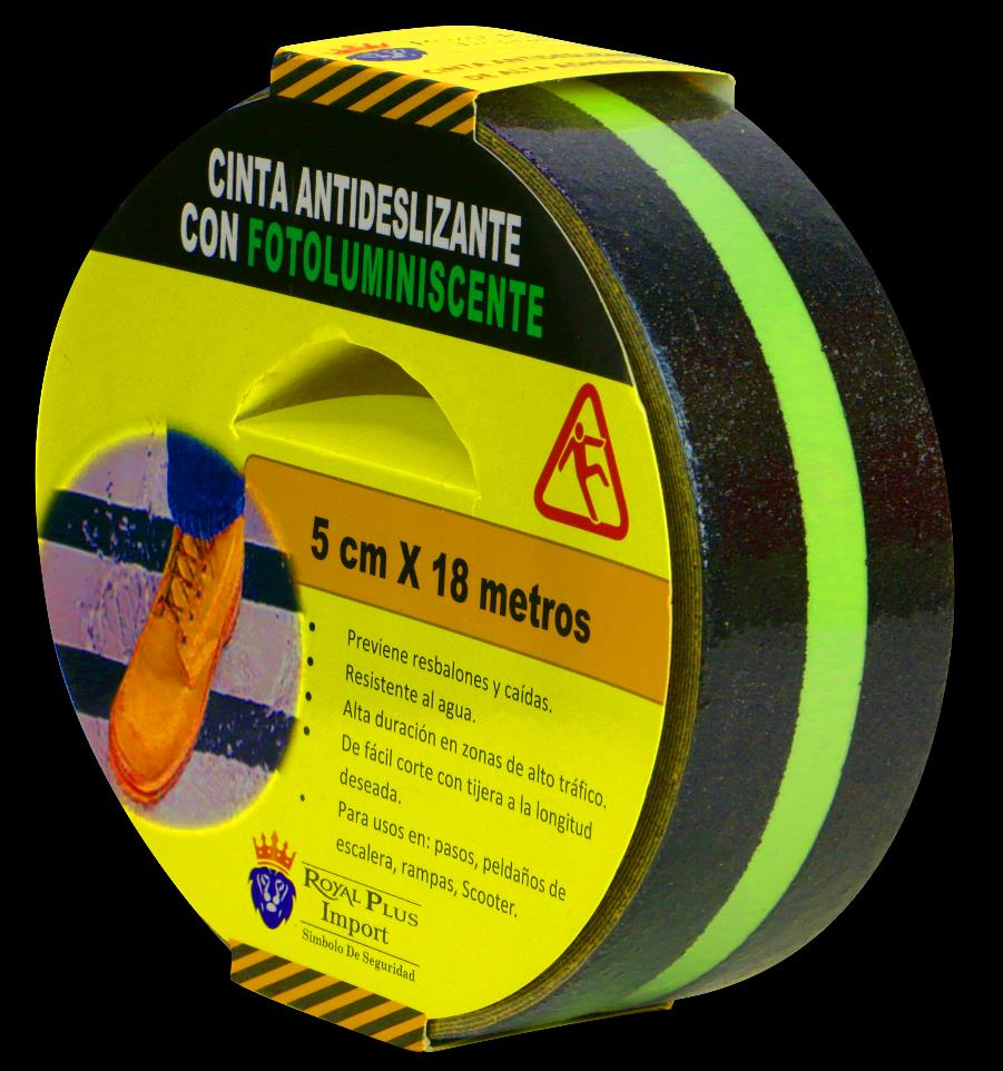 Cinta antideslizante Royal Plus 810NF negra fotoluminiscente, fotografía nativa original de referencia