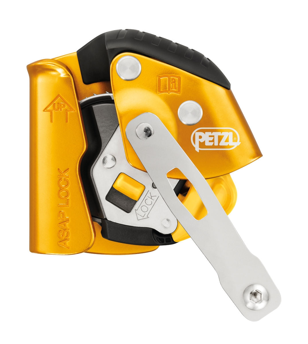 Anticaídas Petzl ASAP LOCK B071BA00, generación original con brazo de conexión y tornillo; absorbedor, cuerda y conectores no incluidos