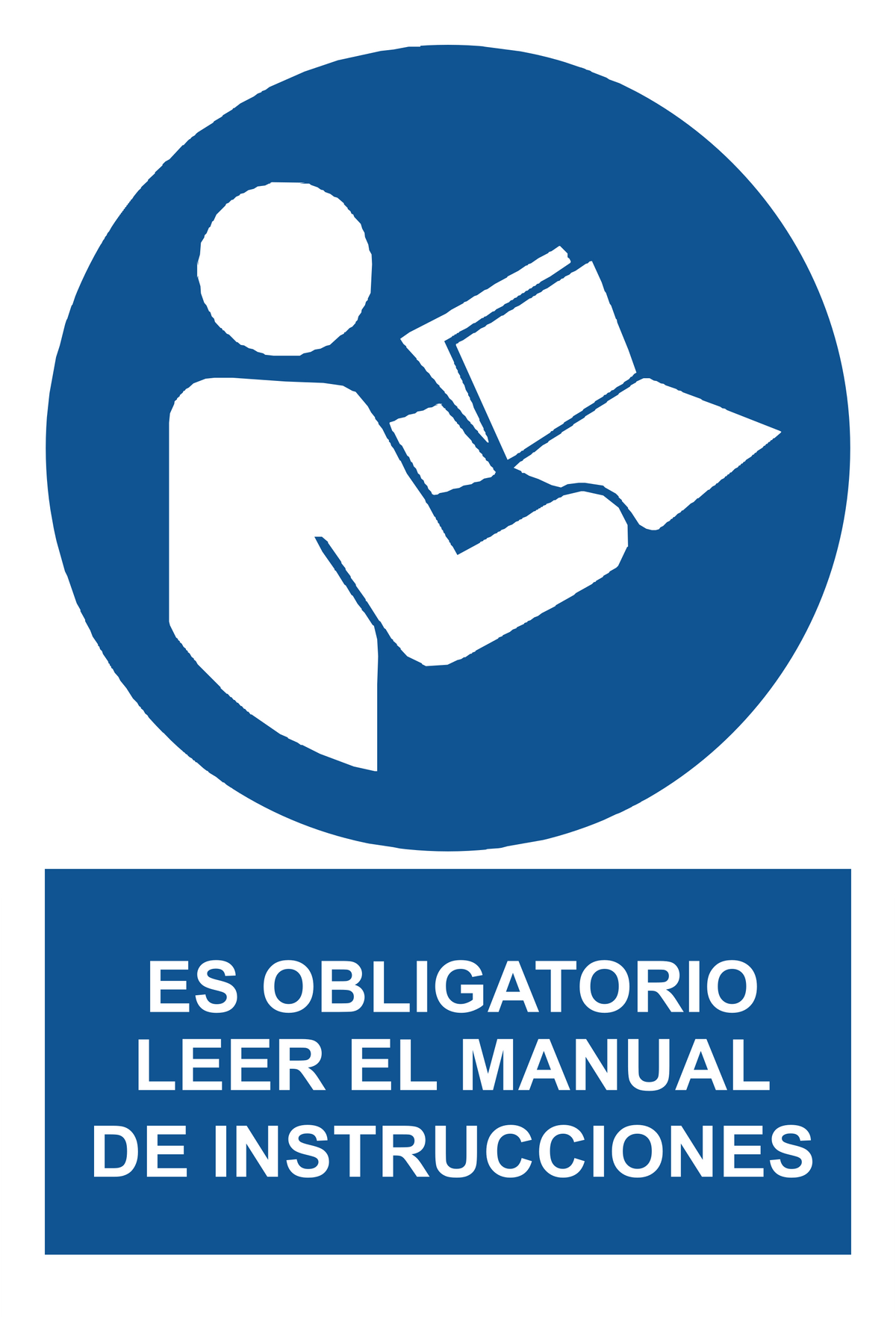 Señal de seguridad: obligatorio leer manual o folleto de instrucciones — con texto