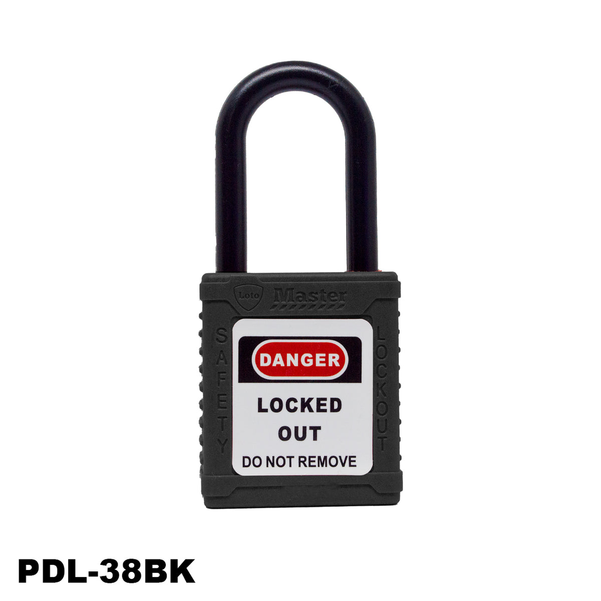 Candado de seguridad aislado, color negro, PDL-38BK009