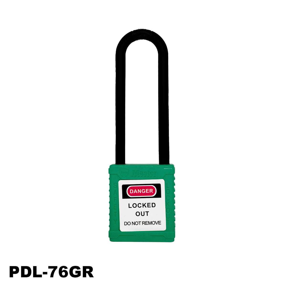 Candado de seguridad aislado, color verde, PDL-76GR005