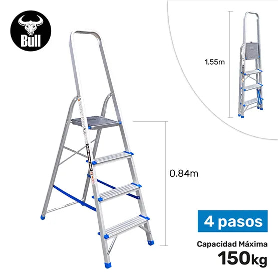 Escalera American Bull EAB150-4IA, 4 pasos, plataforma 0.84 m; imagen de la marca