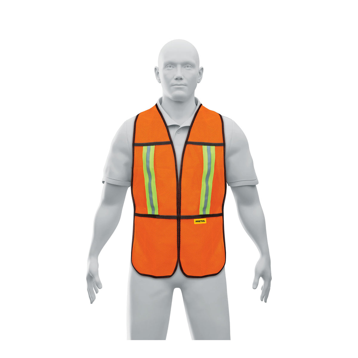 Chaleco PRETUL CHS-200N naranja sobre maniquí; imagen original fabricante