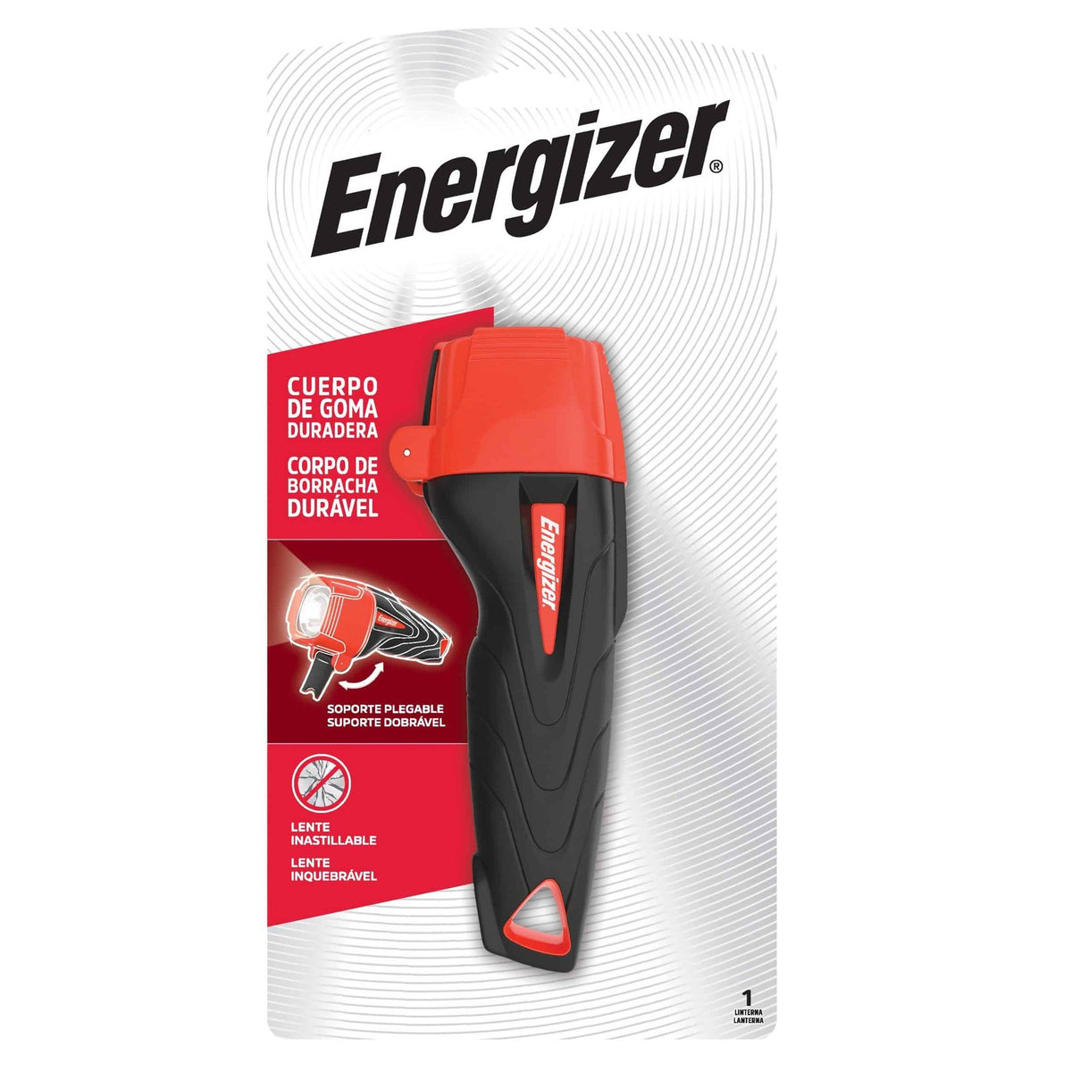 Empaque de linterna Energizer Rubber 220111, variante pequeña de la familia; la referencia 220110 conserva su foto propia.