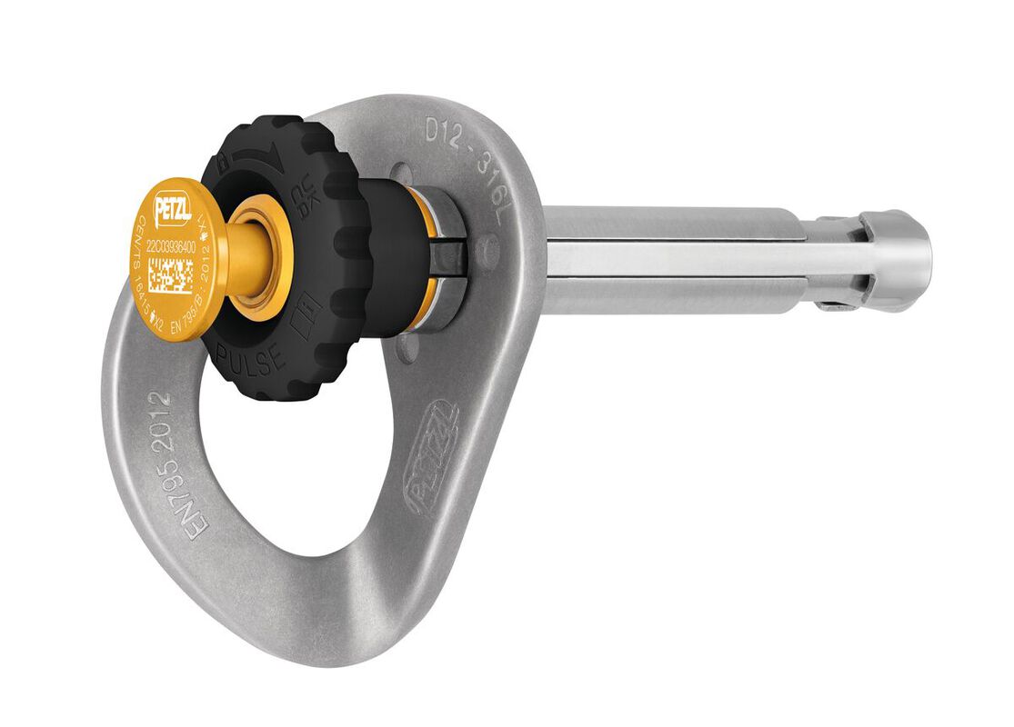 Petzl COEUR PULSE12mm G037BA00 con plaqueta de acero y mecanismo de bloqueo negro y amarillo