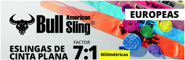 Eslingas planas American Bull de poliester de dos capas, factor7:1