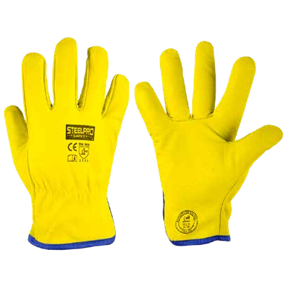 Guante Steelpro de cuero amarillo con puño corto