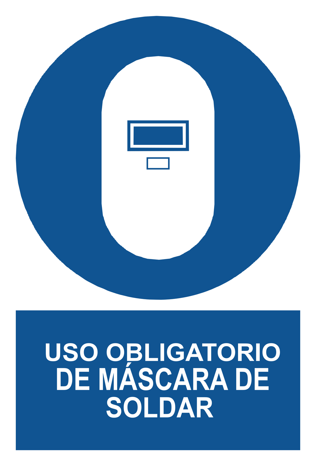 Señal de seguridad: uso obligatorio de máscara de soldar — con texto