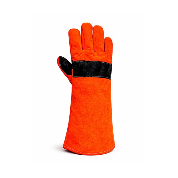 Guante Steelpro de cuero soldador naranjo y negro
